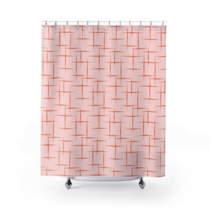 Retro Mid Century Modern 1950s Pink Shower Curtain | lovevisionkarma.com