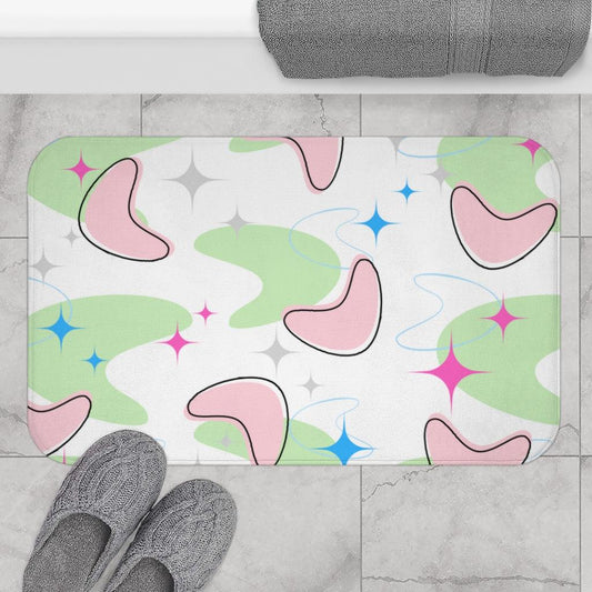 MCM Atomic Starbursts & Boomerangs Multicolor Bath Mat | lovevisionkarma.com