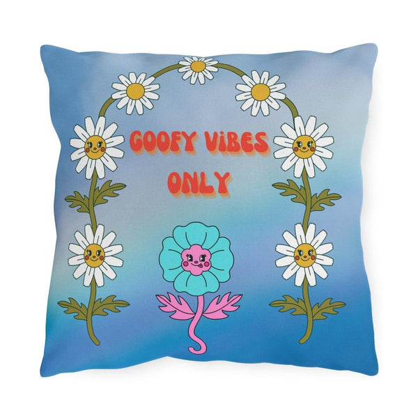 Groovy Flowers, Goofy Vibes Only Multicolor Outdoor Pillow | lovevisionkarma.com