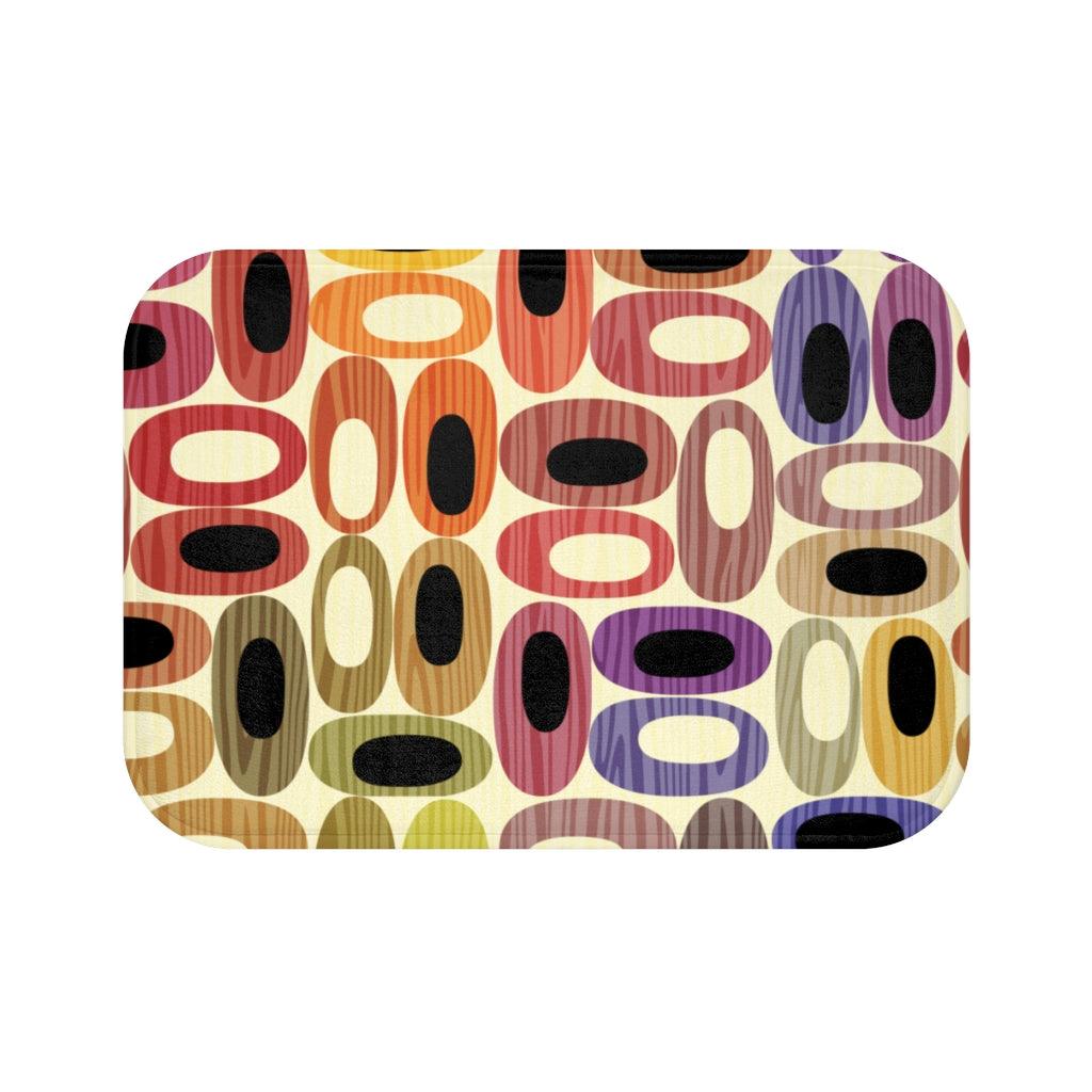 Retro Mid Century Modern Colorful Ovals Bath Mat | lovevisionkarma.com