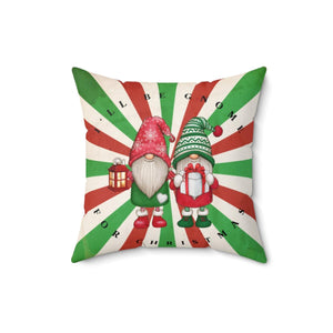 Retro Christmas Gnome Grunge Style Holiday Pillow | lovevisionkarma.com