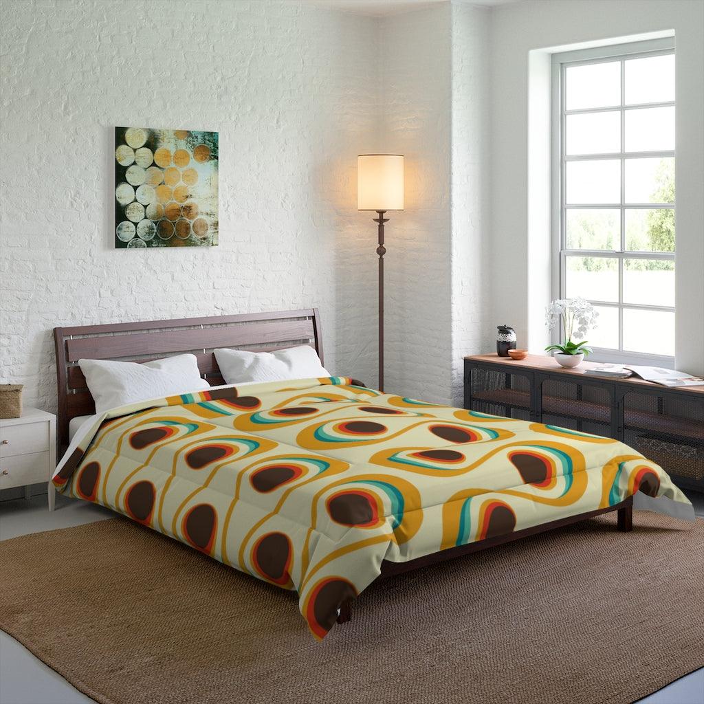 Groovy Retro 60s 70s Waves & Orbs MCM Multicolor Comforter | lovevisionkarma.com