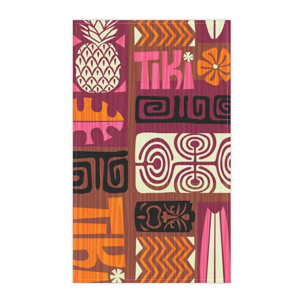 Retro Tiki Mid Century Mod Orange & Brown Kitchen Towel | lovevisionkarma.com
