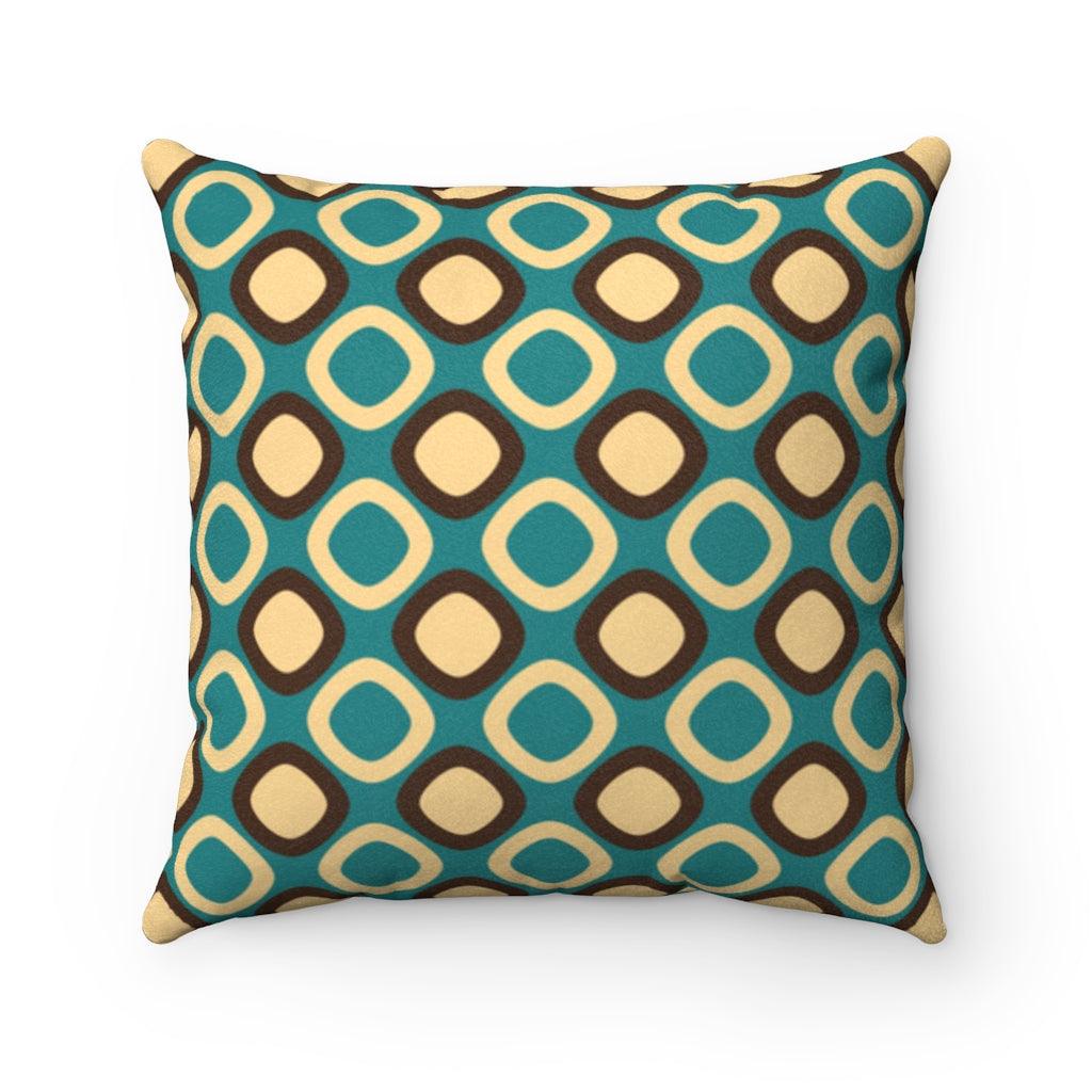 Retro Mod Squares MCM Blue Pillow | lovevisionkarma.com