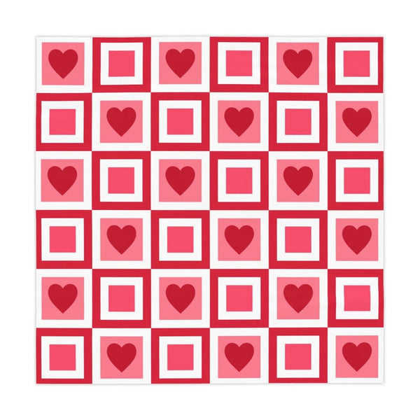 Mod Squares & Hearts Red, Pink and White Valentine Tablecloth | lovevisionkarma.com
