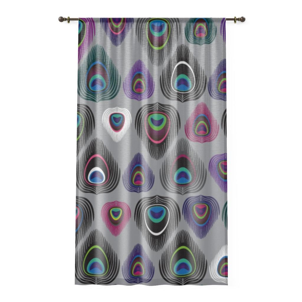 Boho Peacock Feather Colorful Sheer Window Curtain | lovevisionkarma.com