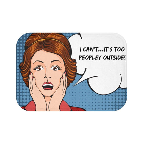 "Too Peopley" Comic Pop Art Funny Bath Mat | lovevisionkarma.com