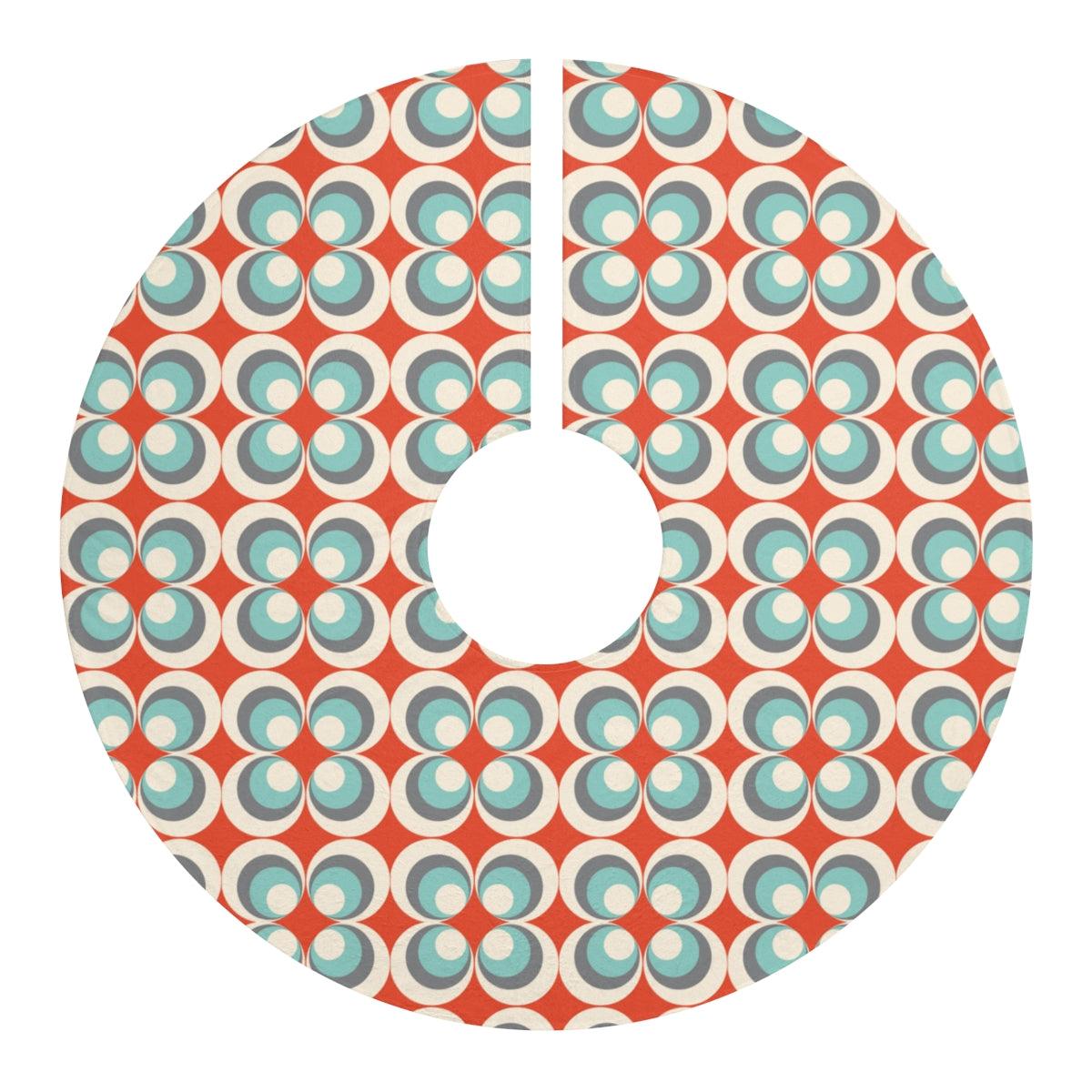 Groovy 70s Retro Blue, Gray and Orange MCM Christmas Tree Skirt | lovevisionkarma.com