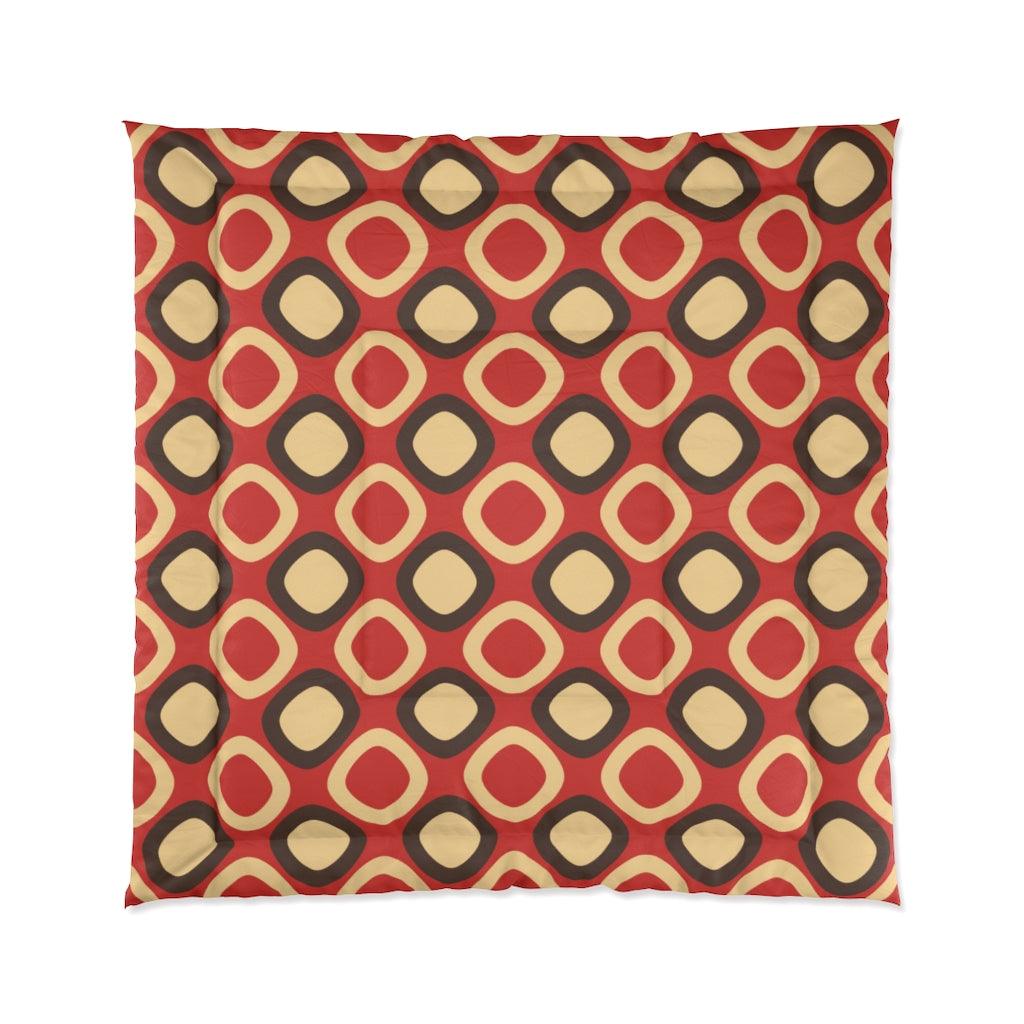 Retro Mod Squares Mid Century Dark Orange Comforter | lovevisionkarma.com