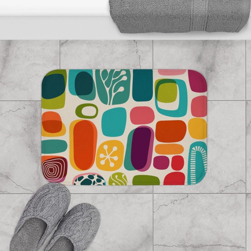 1960s, 70s Mid Century Modern Vibrant Abstract Bath Mat | lovevisionkarma.com