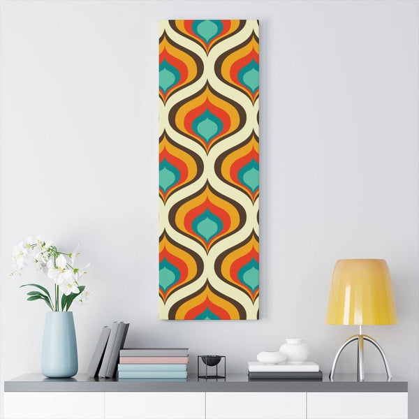 Retro Geometric Onion Blue & Orange Mid Century Modern Canvas Gallery Wrap - Vertical | lovevisionkarma.com