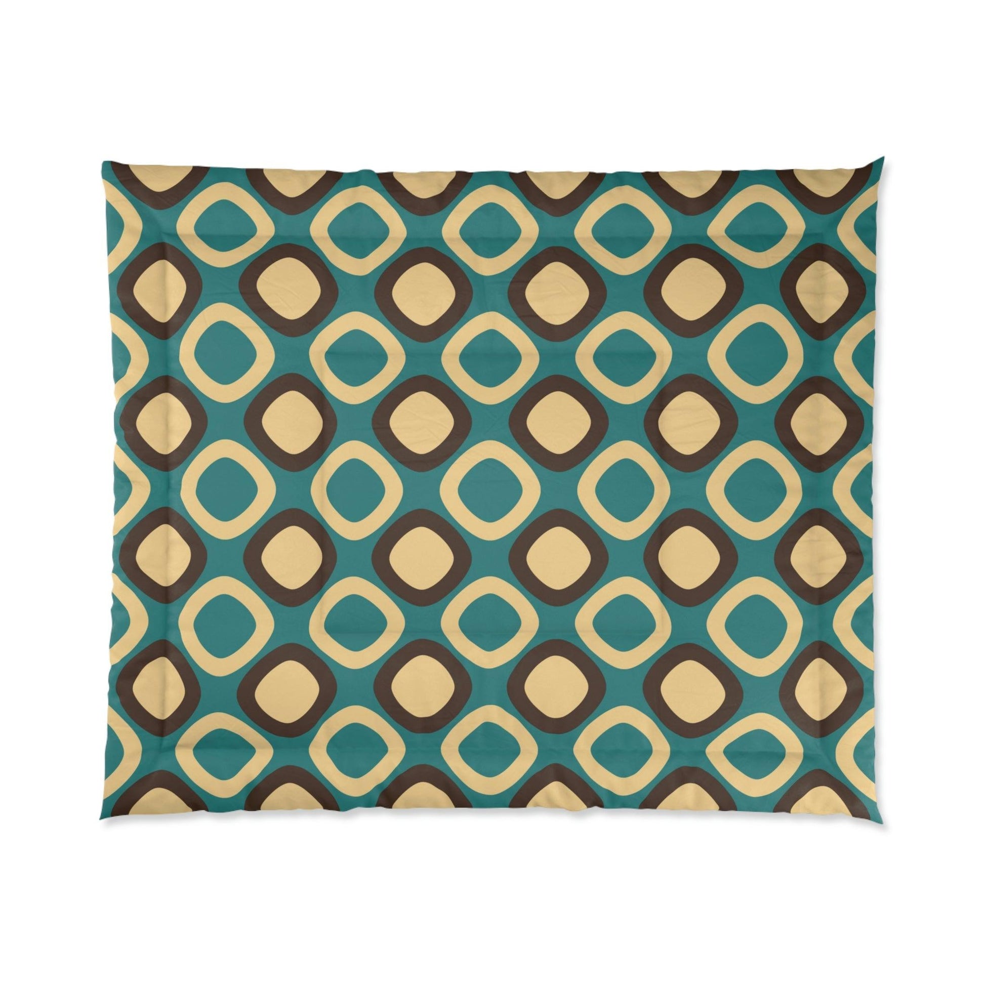 Retro Mod Squares MCM Blue Comforter | lovevisionkarma.com