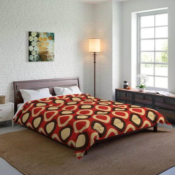 Retro Mod Squares Mid Century Dark Orange Comforter | lovevisionkarma.com