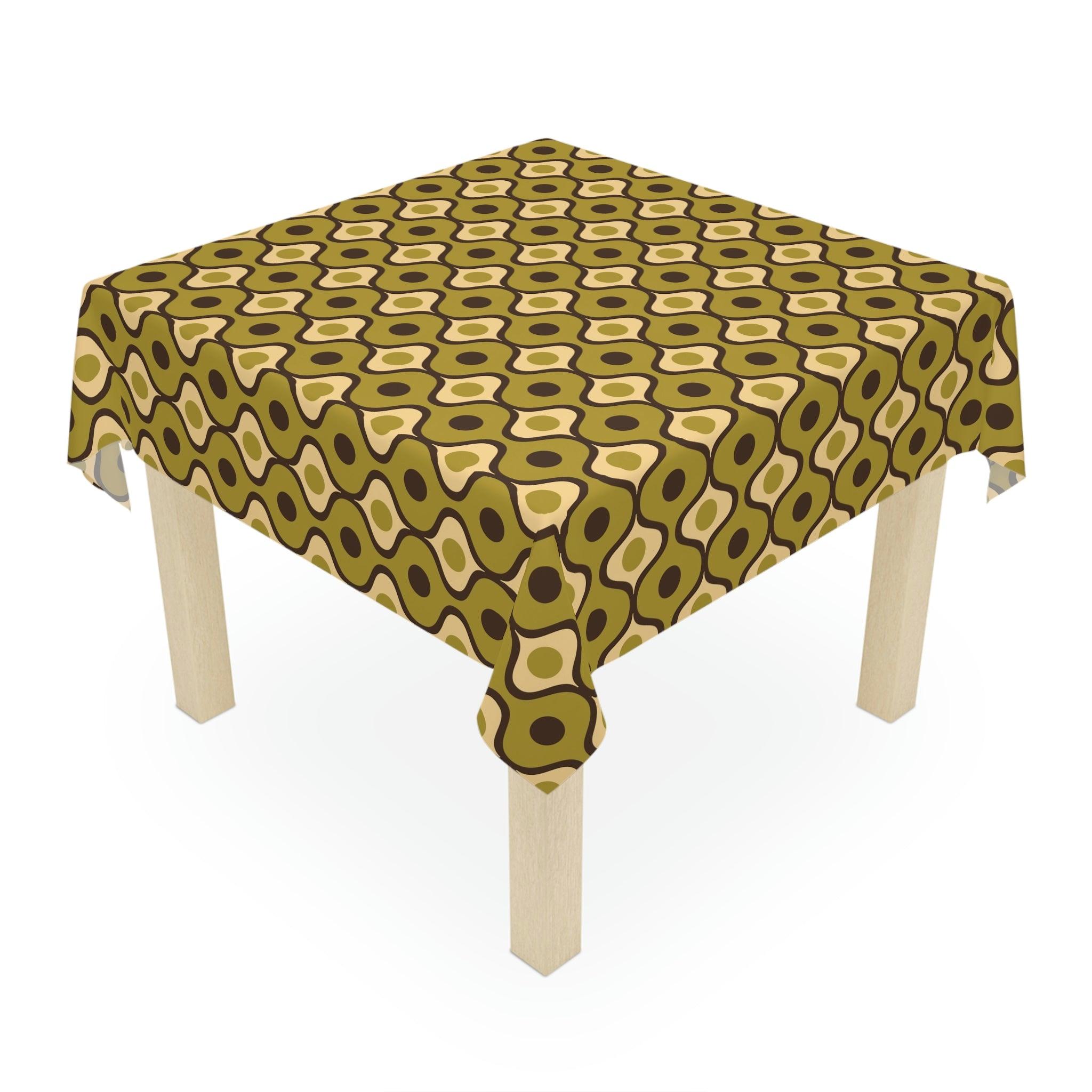 Retro 60s 70s Geometric MCM Green Tablecloth | lovevisionkarma.com