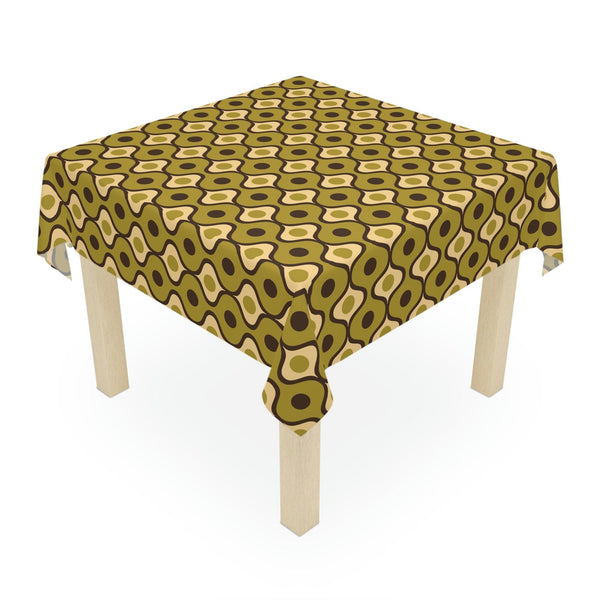Retro 60s 70s Geometric MCM Green Tablecloth | lovevisionkarma.com