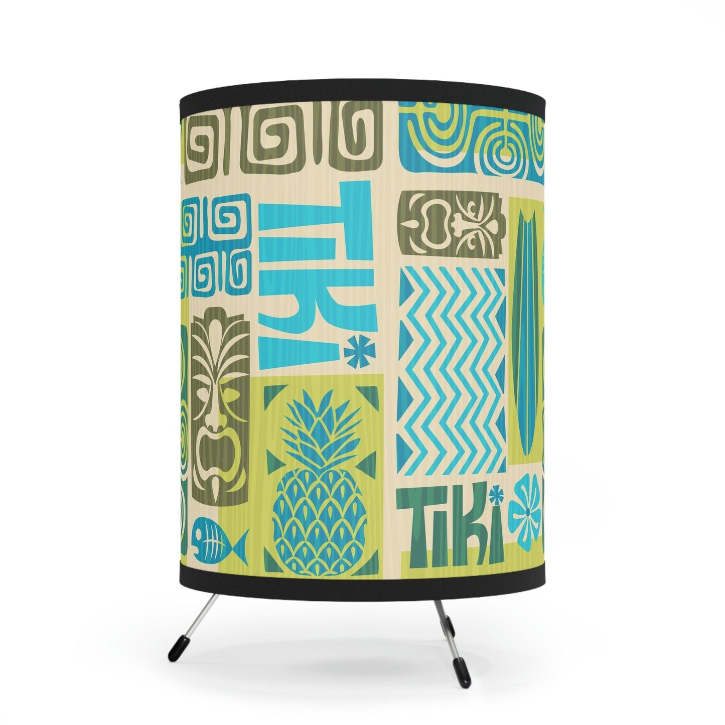 Retro Tiki 60's Mid Century Mod Green and Blue Tabletop Tripod Lamp | lovevisionkarma.com