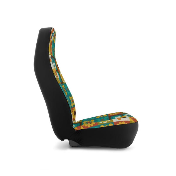 Groovy Mid Century Patchwork Style Multicolor Car Seat Covers | lovevisionkarma.com