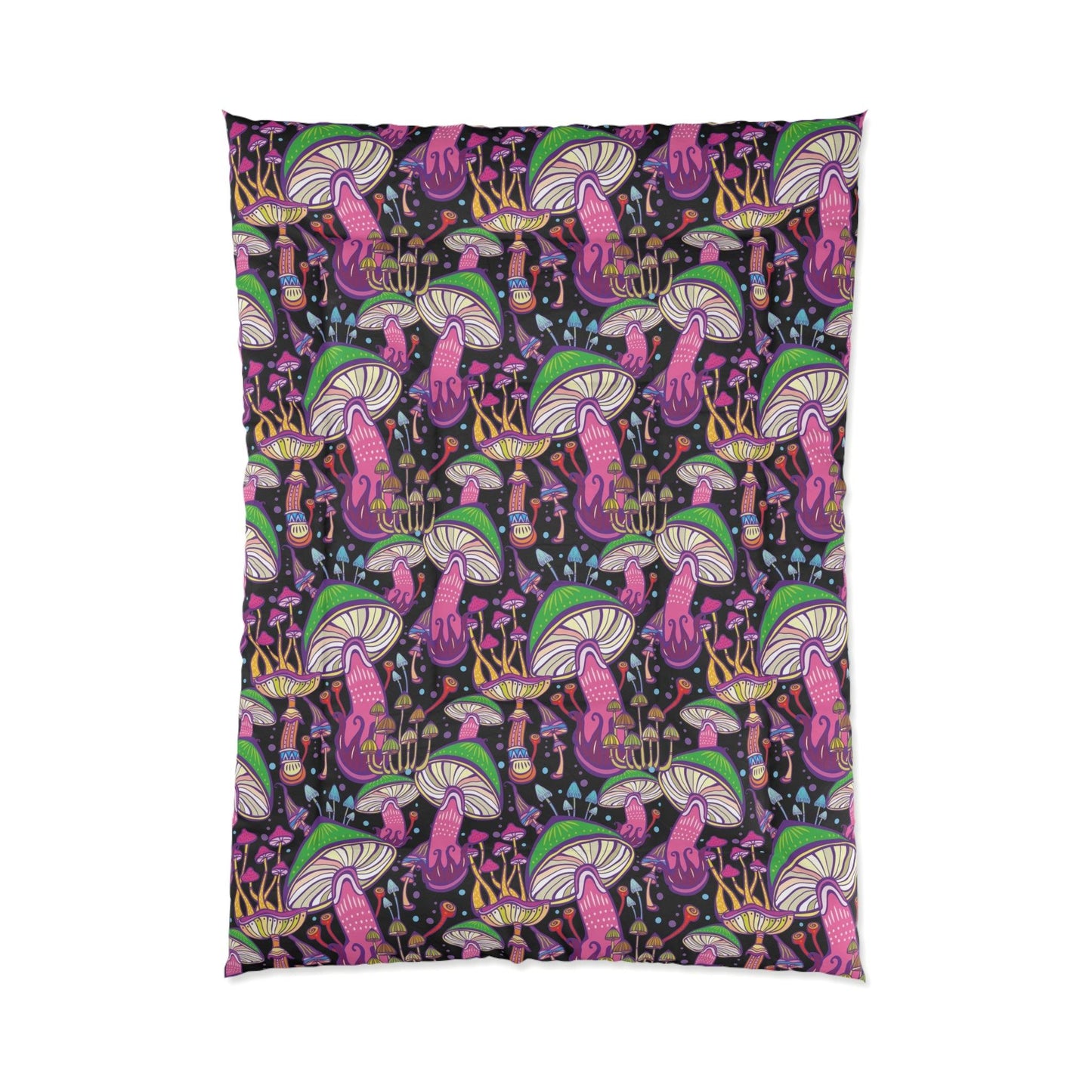 Trippy Mushroom Space Hippie Multicolor Comforter | lovevisionkarma.com