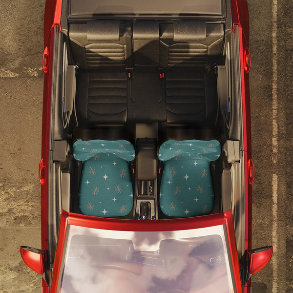 Atomic Starburst Retro Pink & Blue Mid Century Car Seat Covers | lovevisionkarma.com