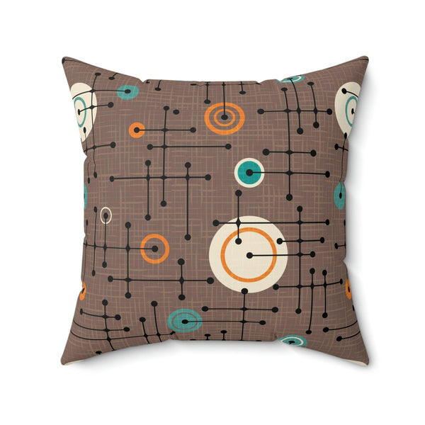 Retro 50s Mid Century Lines Eames Inspired Brown Pillow | lovevisionkarma.com