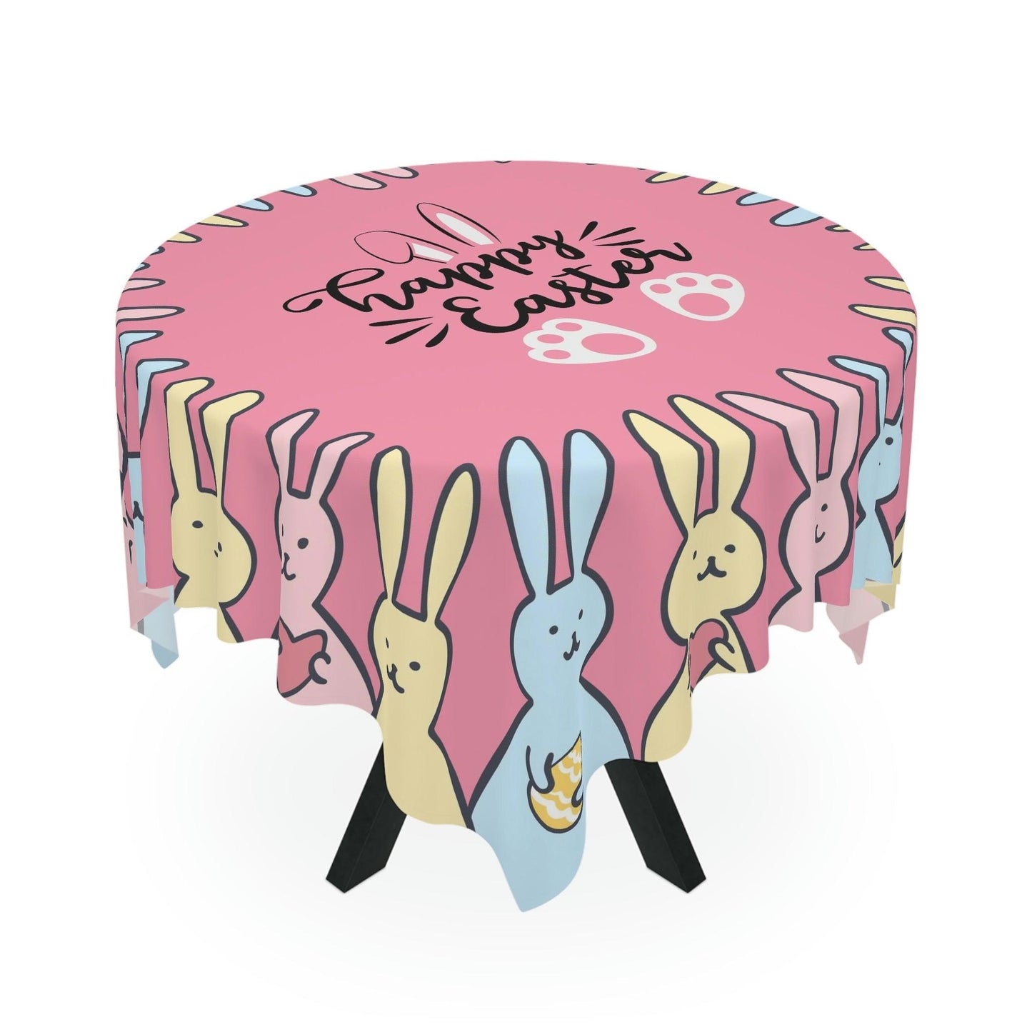 Easter Bunny Border Pink Tablecloth | lovevisionkarma.com