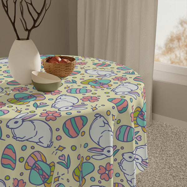 Retro Easter Bunny and Eggs Whimsical Tablecloth | lovevisionkarma.com