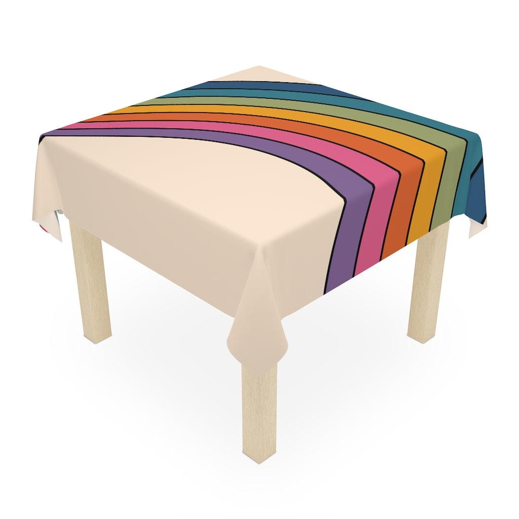 Retro 60s 70s Wavy Rainbow MCM Tablecloth | lovevisionkarma.com