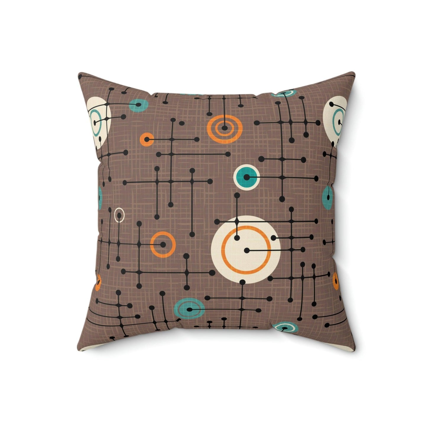 Retro 50s Mid Century Lines Eames Inspired Brown Pillow | lovevisionkarma.com