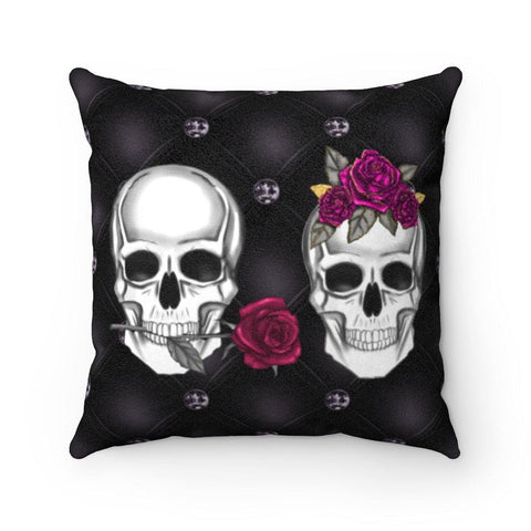 Skull Couple Black Halloween/Valentine's Pillow Glam Goth Decor | lovevisionkarma.com