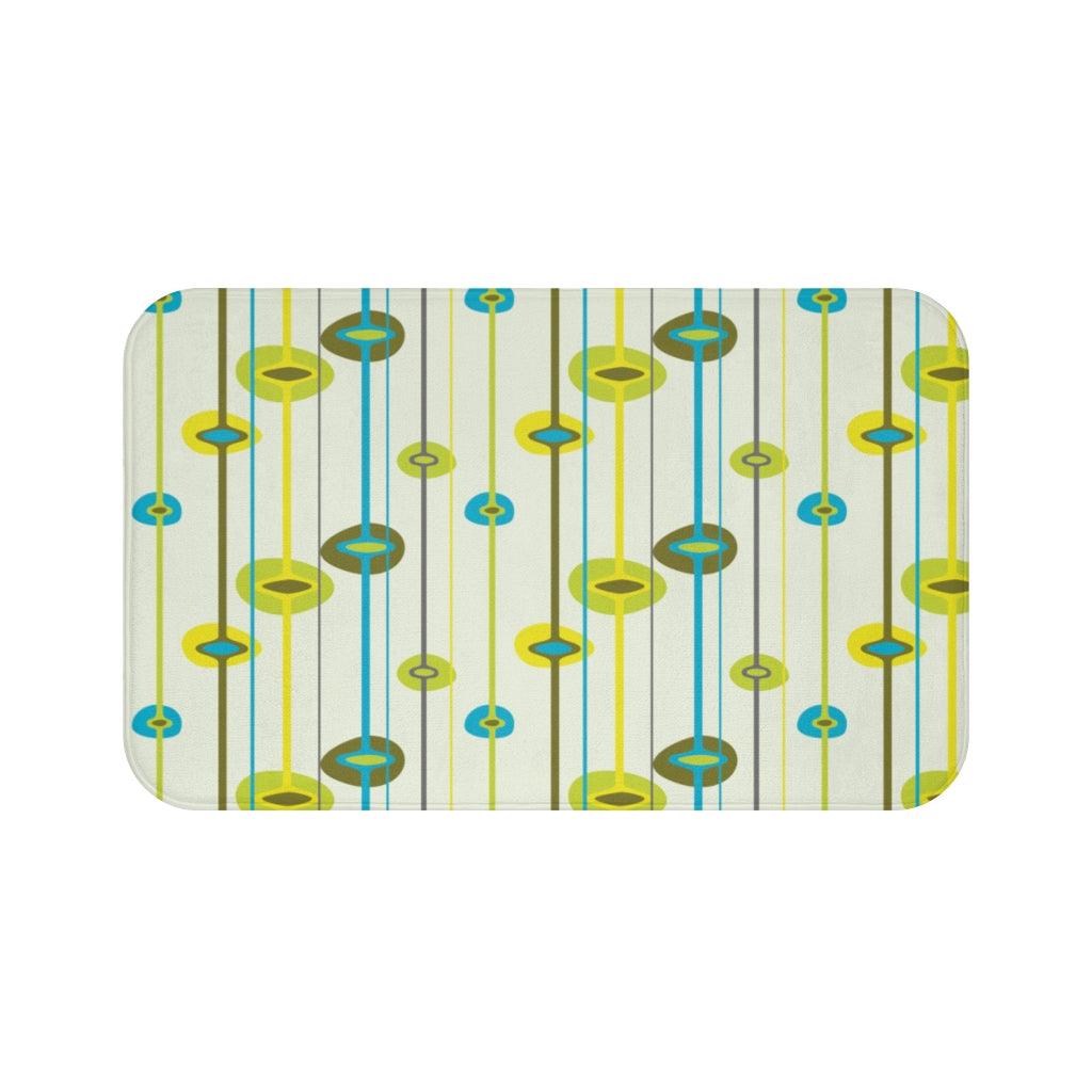 Vintage 50s Retro Mid Century Modern Abstract Blue & Green Bath Mat | lovevisionkarma.com