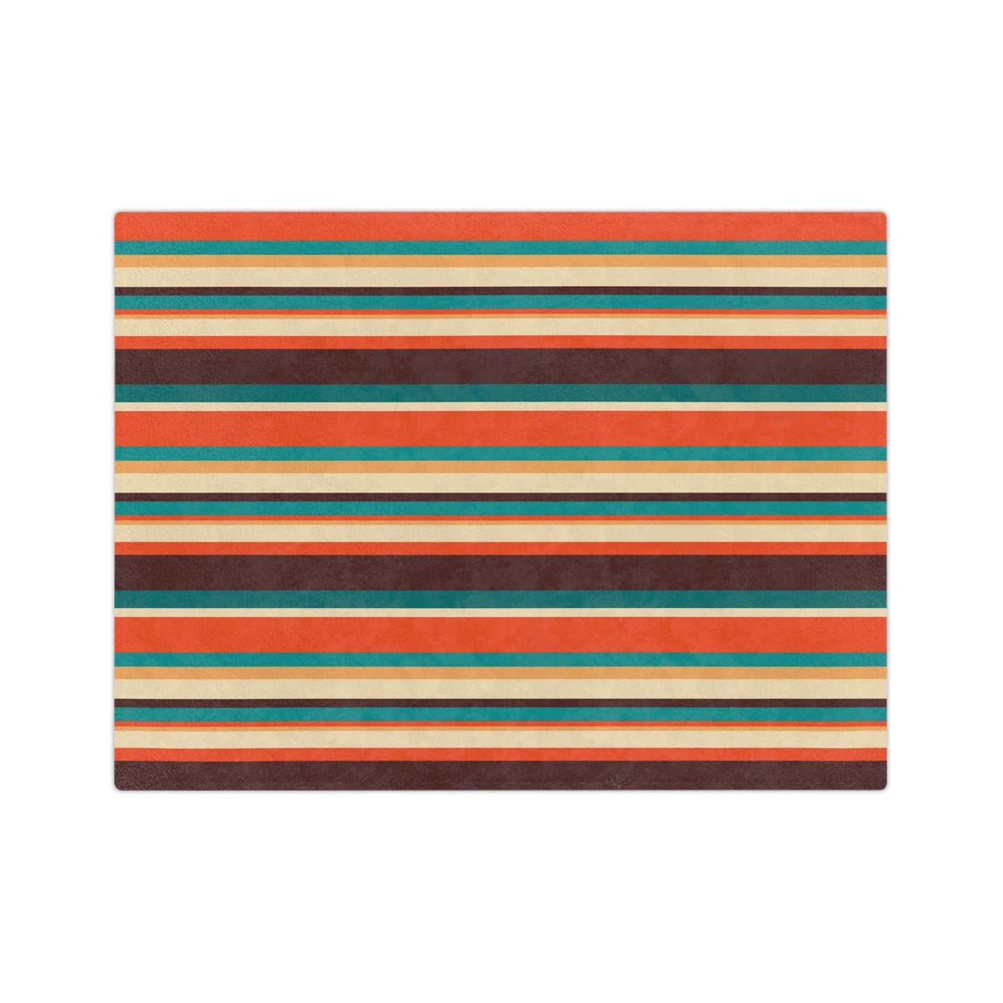 Retro 60s 70s Mid Century Stripes Brown, Orange & Cream Velveteen Minky Blanket | lovevisionkarma.com