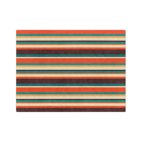 Retro 60s 70s Mid Century Stripes Brown, Orange & Cream Velveteen Minky Blanket | lovevisionkarma.com
