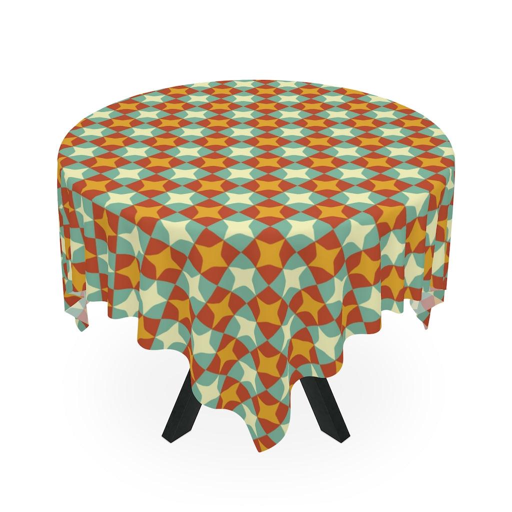 Retro Burst Mid Century Modern Multicolor Tablecloth | lovevisionkarma.com