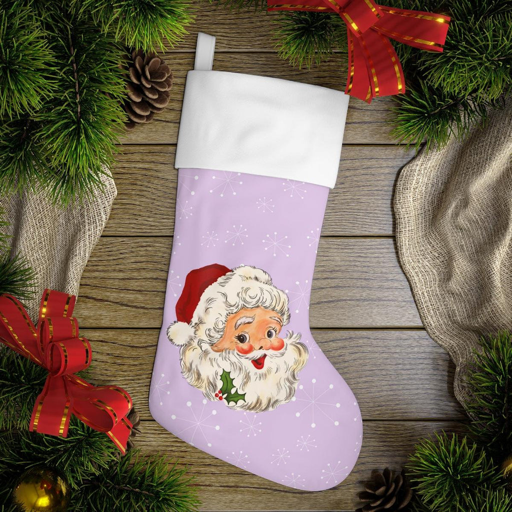 Retro Santa MCM Atomic Burst Lilac / Pastel Purple Christmas Stocking |   – 