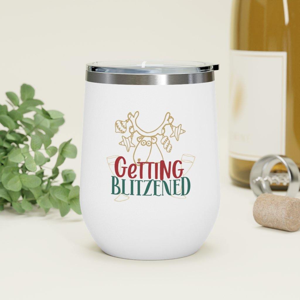 Funny Christmas Insulated Wine Tumbler 12oz "Blitzened" | lovevisionkarma.com