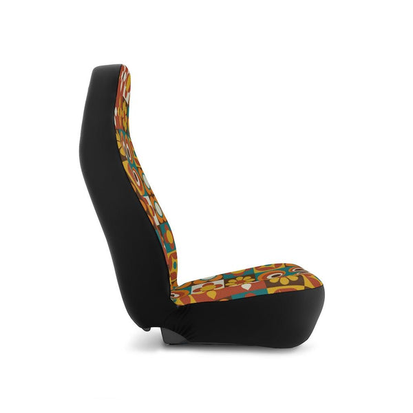 Groovy MCM Patchwork Style Multicolor Car Seat Covers | lovevisionkarma.com