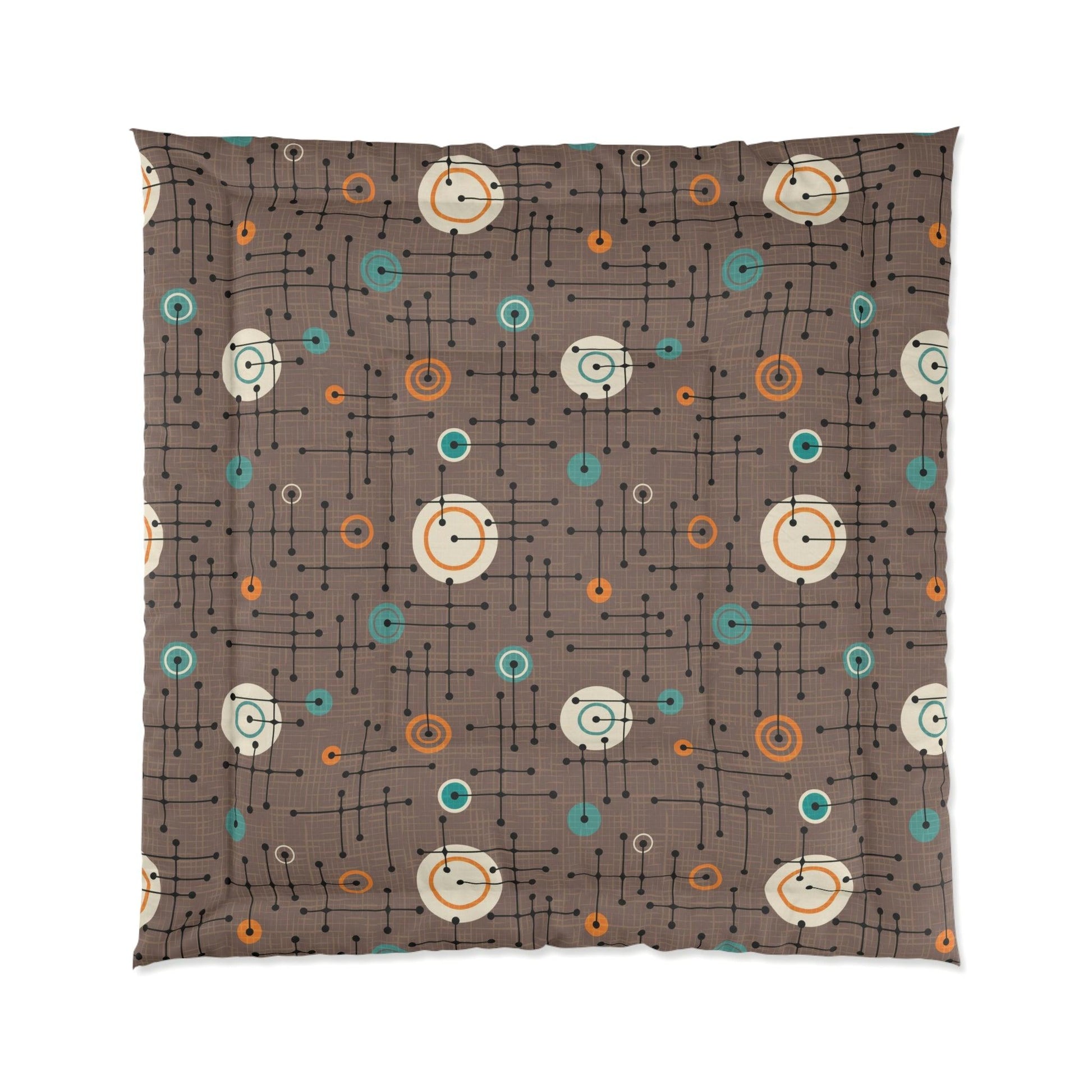 Retro 50s Eames Inspired Mid Century Mod Brown Comforter | lovevisionkarma.com