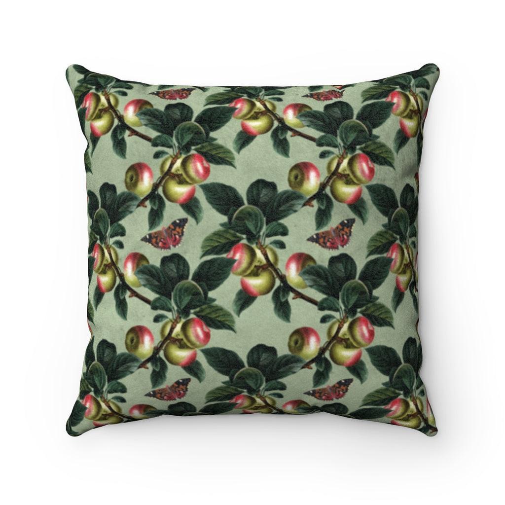 Cottagecore Botanical Apples & Butterflies Multicolor Woodland Pillow | lovevisionkarma.com