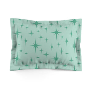 50s Retro Mid Century Starburst Mint Green Pillow Sham | lovevisionkarma.com