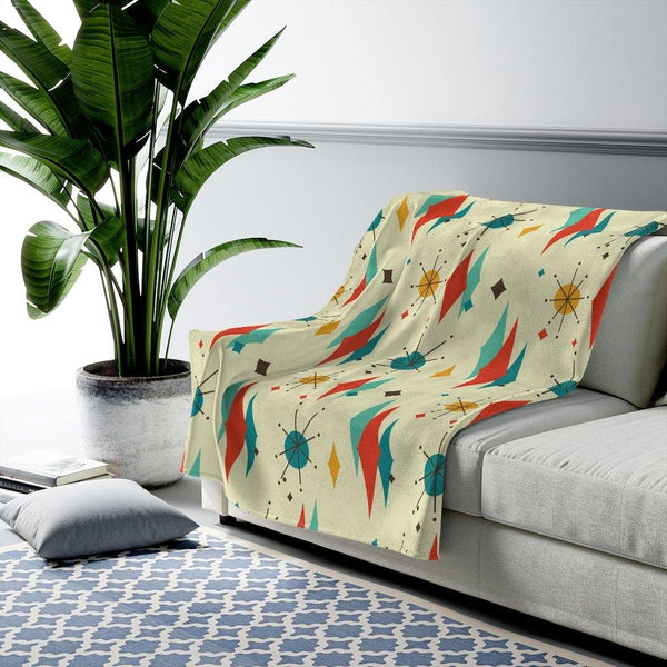 Retro 1950's Atomic Diamond Burst Mid Century Modern Velveteen Lightweight Blanket | lovevisionkarma.com