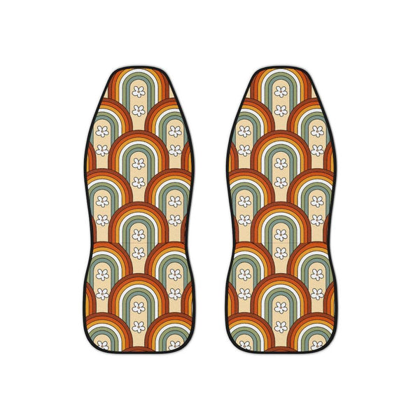 Boho Rainbows & Daisies Retro MCM Car Seat Covers | lovevisionkarma.com