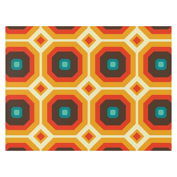 Retro 60s Mid Century Geometric Brown & Orange Anti-Slip Rug | lovevisionkarma.com