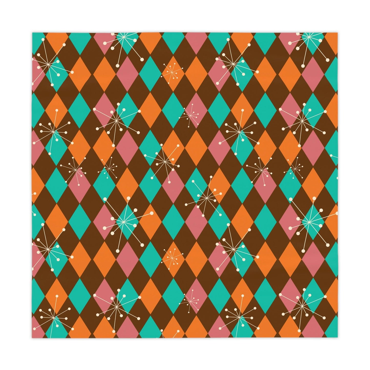 Retro Atomic Diamonds and Burst Mid Century Multicolor Tablecloth | lovevisionkarma.com