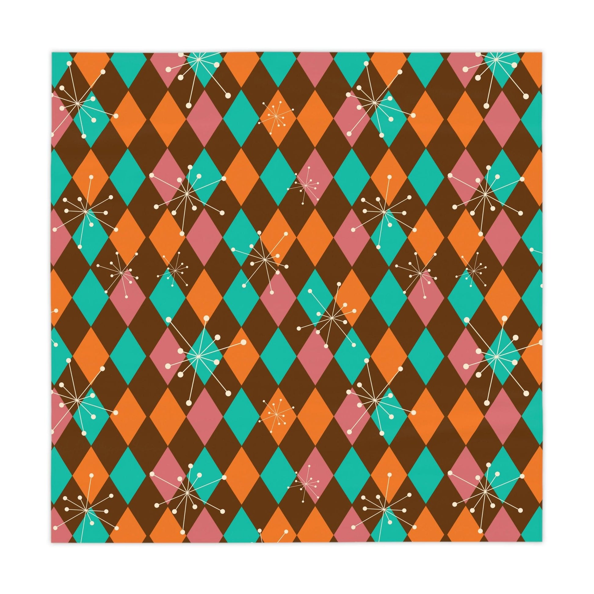 Retro Atomic Diamonds and Burst Mid Century Multicolor Tablecloth | lovevisionkarma.com