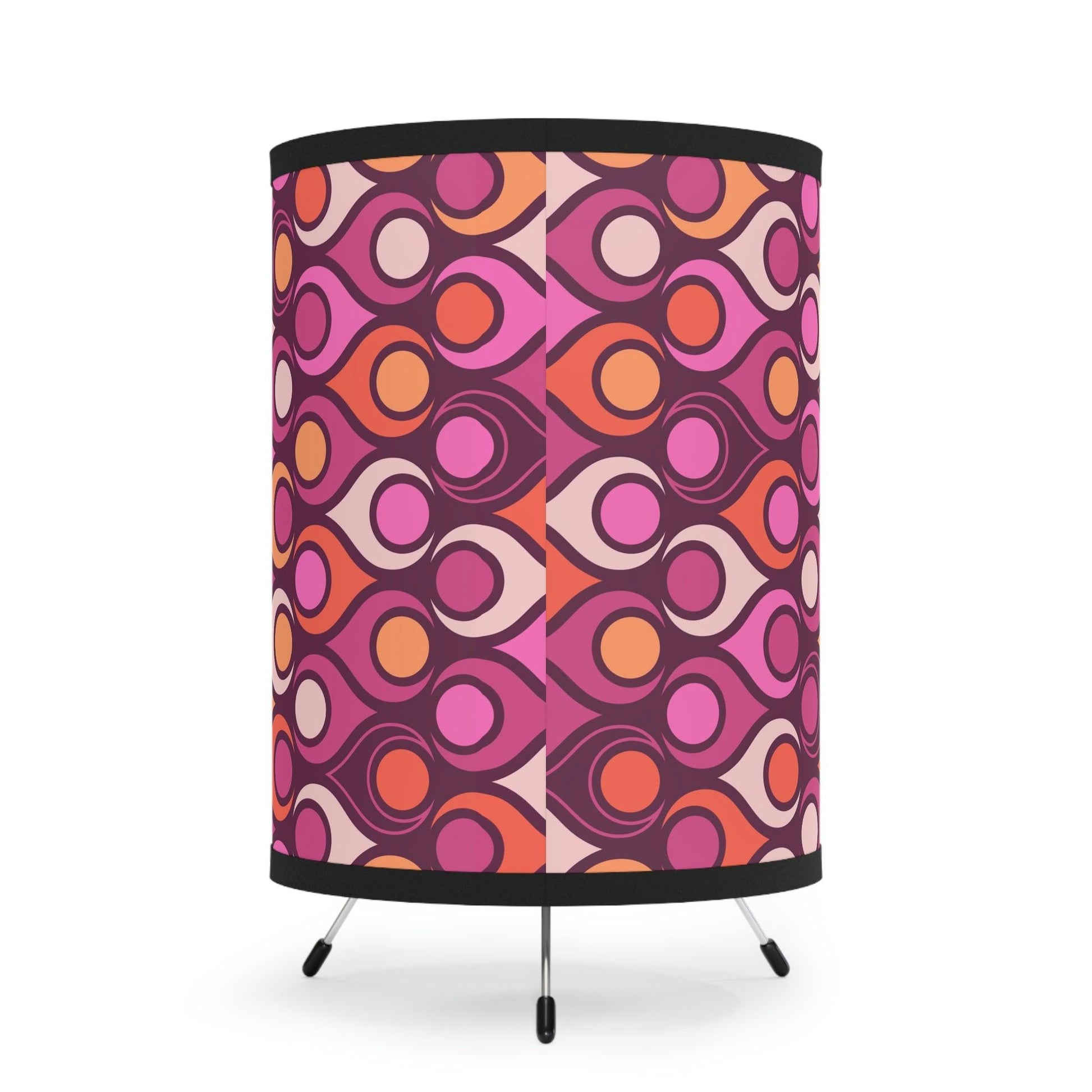 Groovy Mid Century Mod Purple, Magenta & Orange Hippie Tripod Table Lamp | lovevisionkarma.com