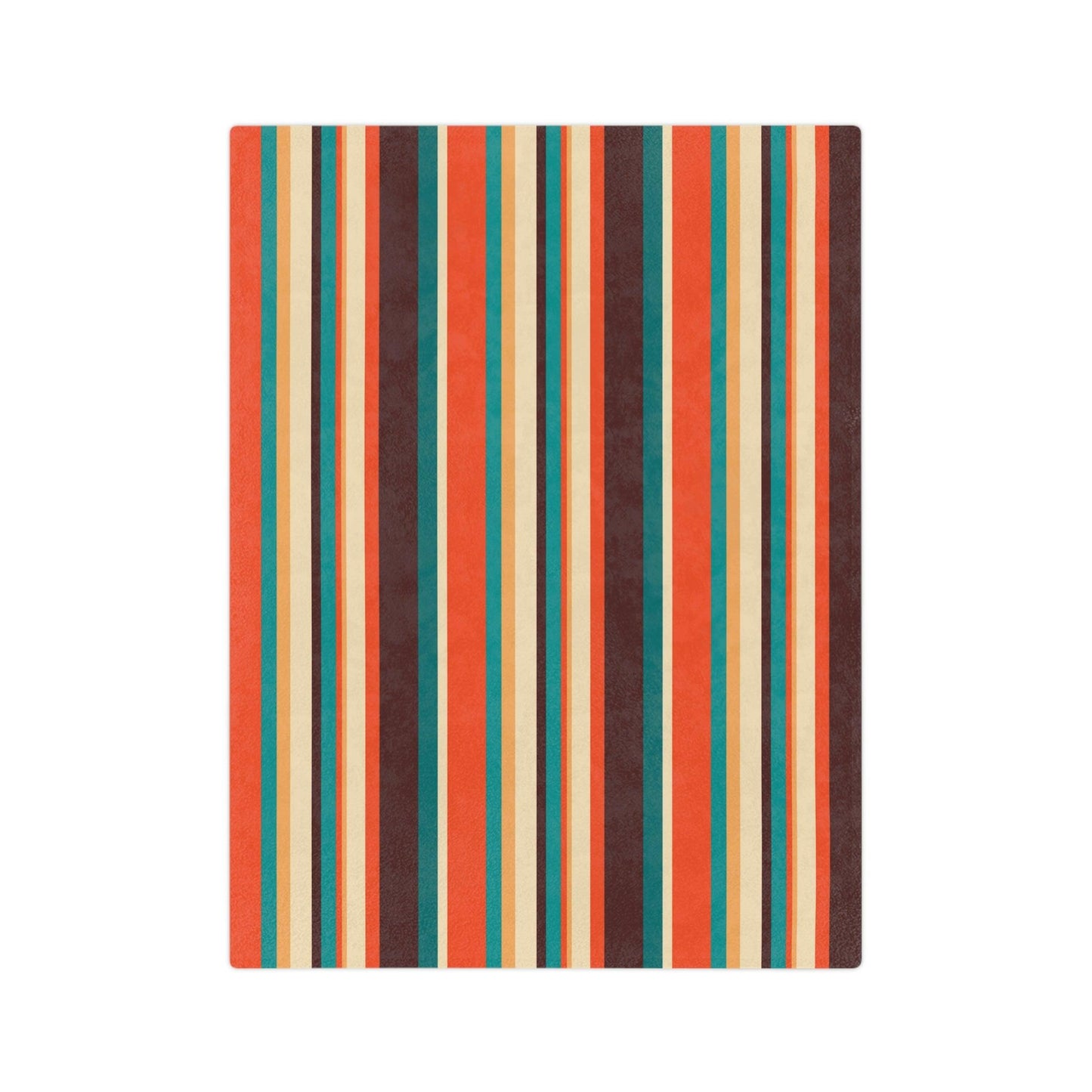 Retro 60s 70s Mid Century Stripes Brown, Orange & Cream Velveteen Minky Blanket | lovevisionkarma.com