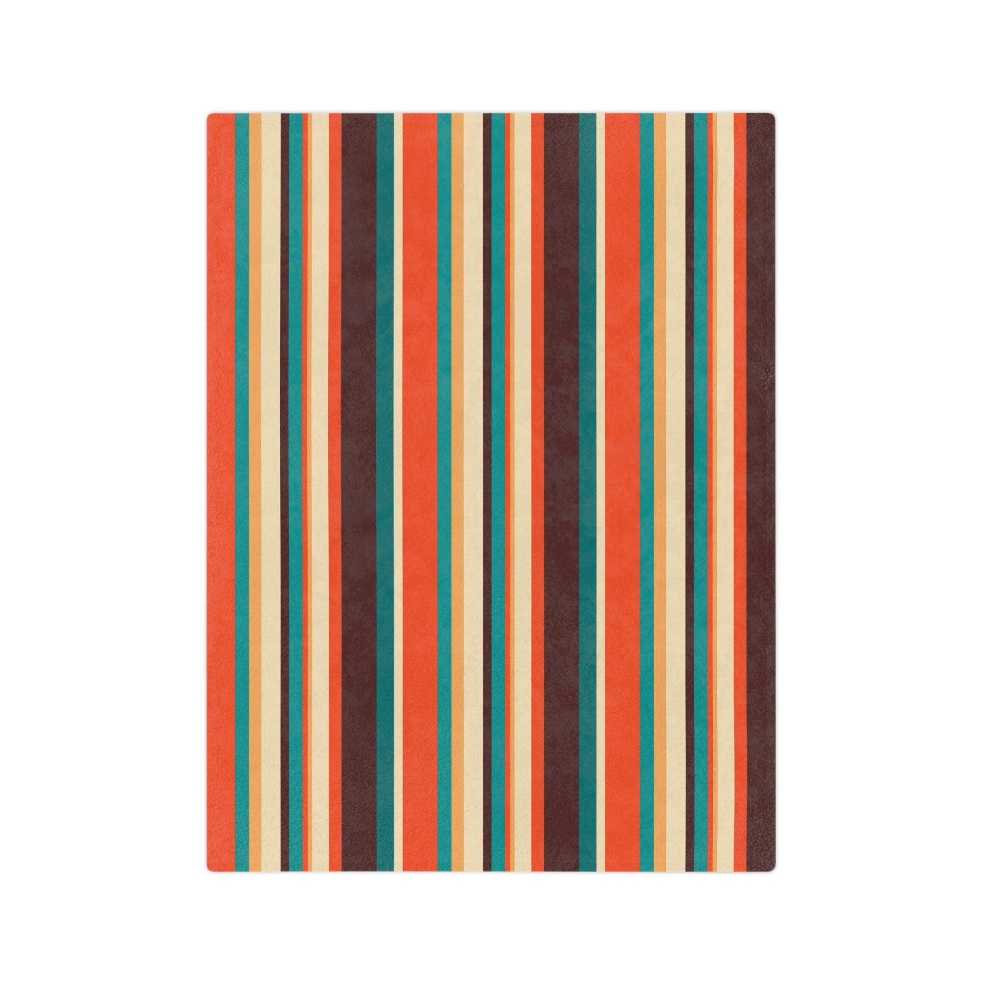 Retro 60s 70s Mid Century Stripes Brown, Orange & Cream Velveteen Minky Blanket | lovevisionkarma.com