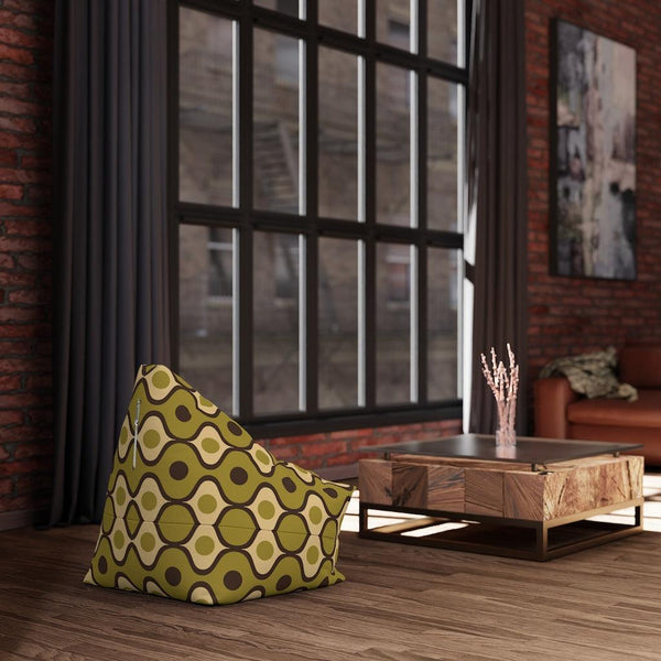 Retro 70's Bulbs and Circles Olive Green Bean Bag Chair COVER | lovevisionkarma.com