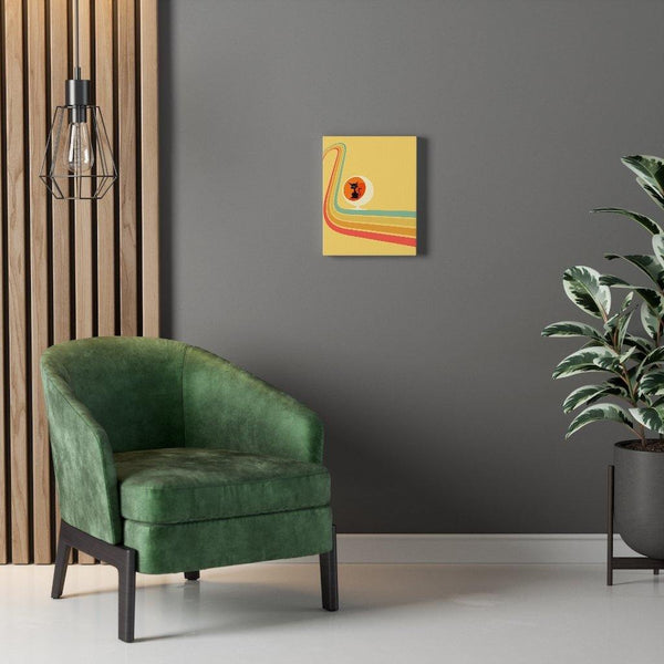 Atomic Retro 60's Black Cat in Ball Chair Yellow Canvas Gallery Wrap | lovevisionkarma.com