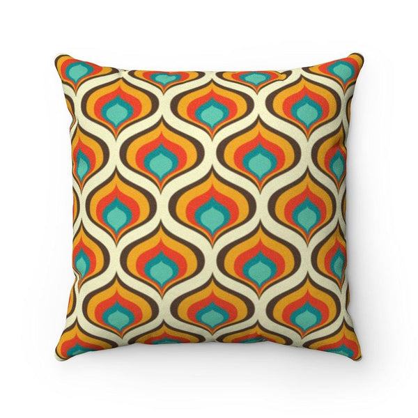 Retro 60s 70s Mid Century Geo Onion Blue & Orange Pillow | lovevisionkarma.com